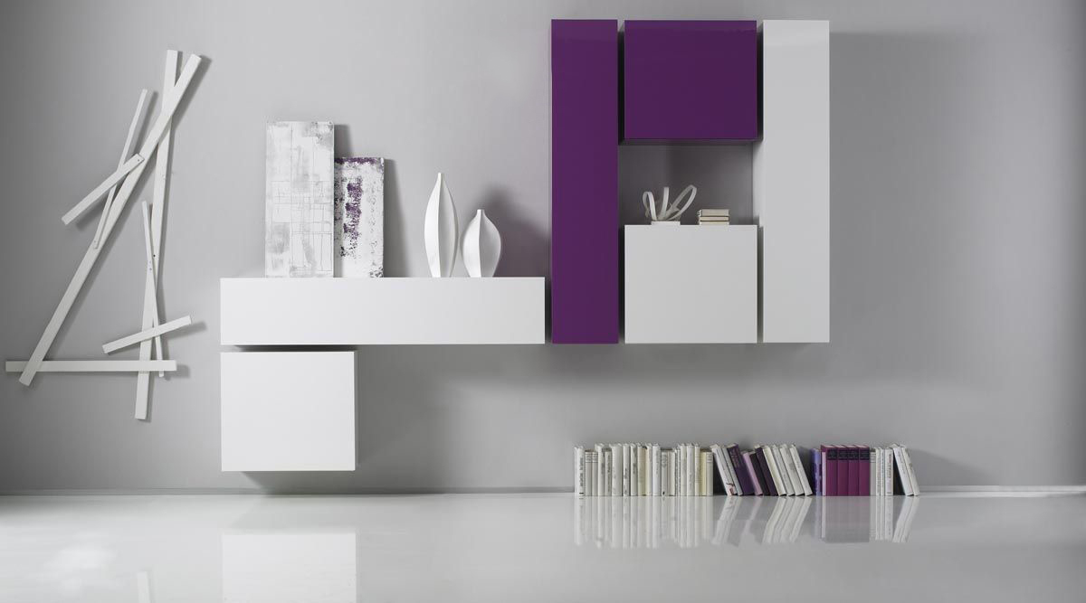 Elemento de pared TV COLORED horizontal o vertical Lacado Lila